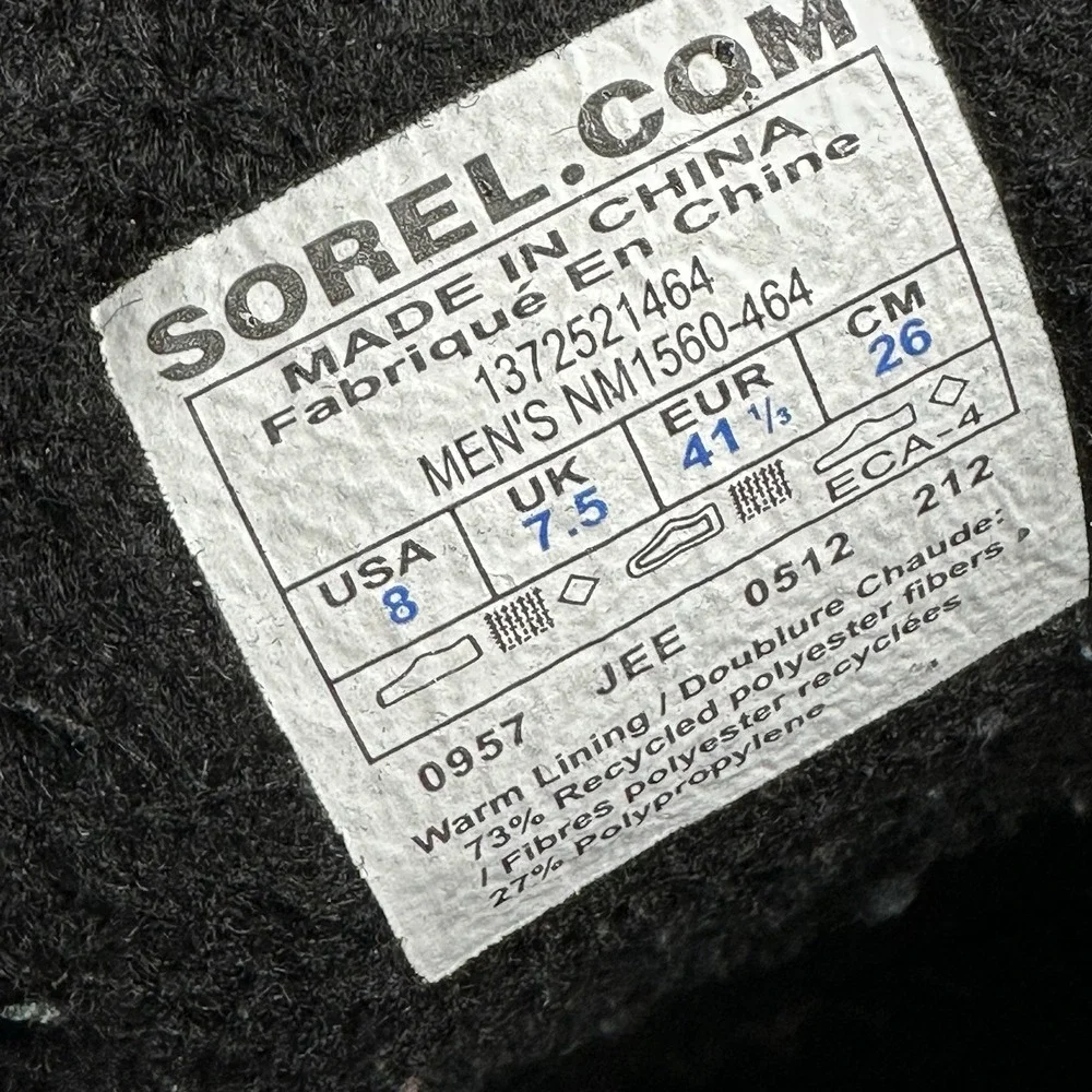 Sorel 1964 Premium T Lined Boots Men 8 Navy Blue Canvas‎ Waterproof Nm1560 464